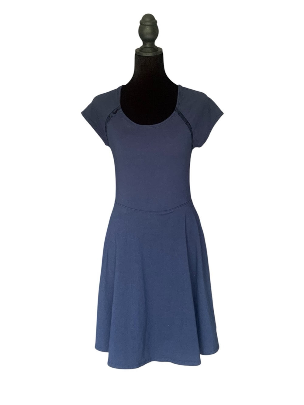 Hollister navy blue open lace back cap sleeve mini dress size medium